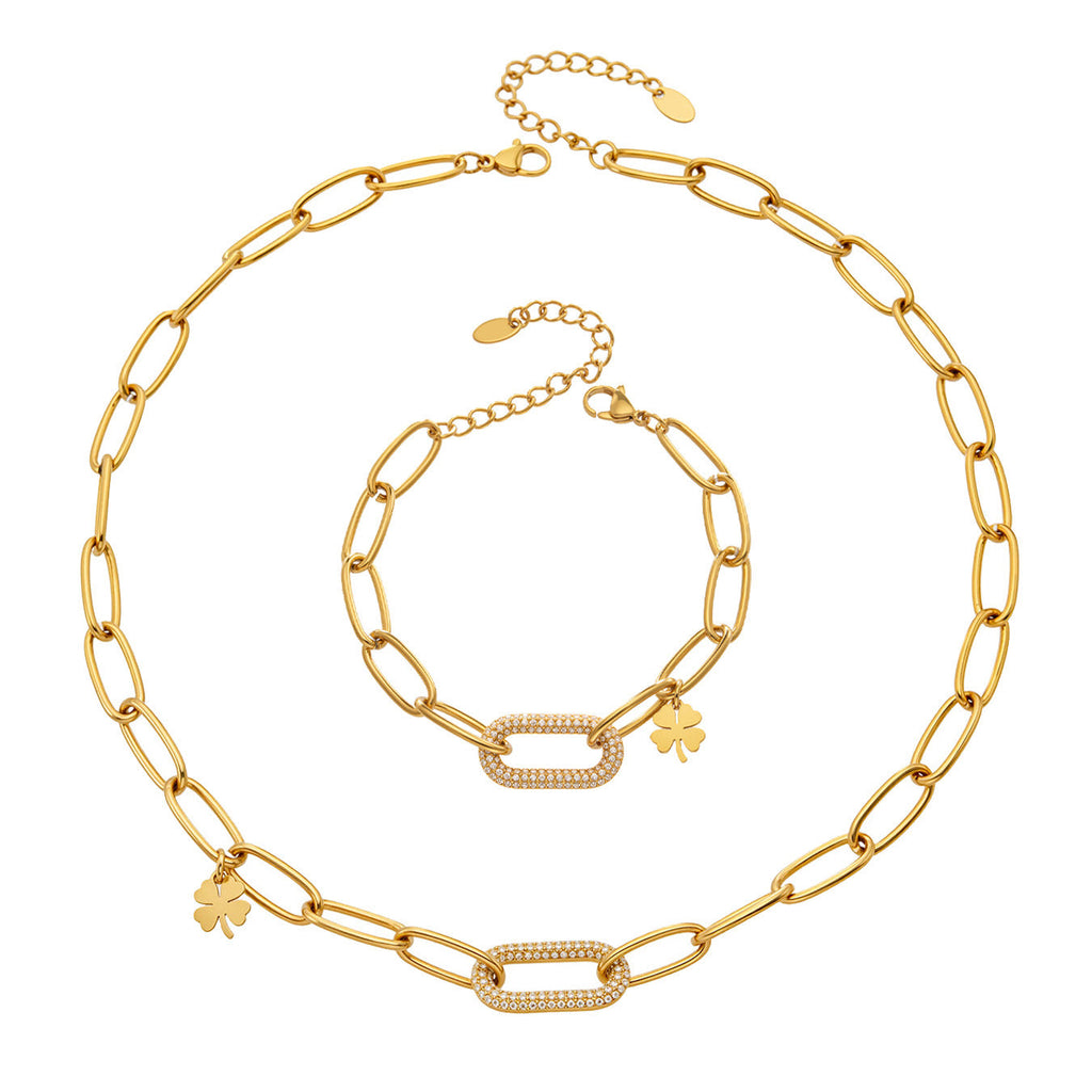 Zircon Lock Pendant Necklace