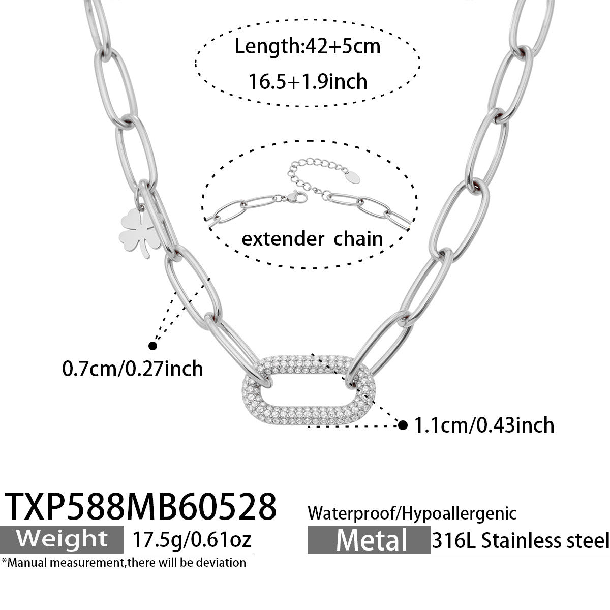 Zircon Lock Pendant Necklace