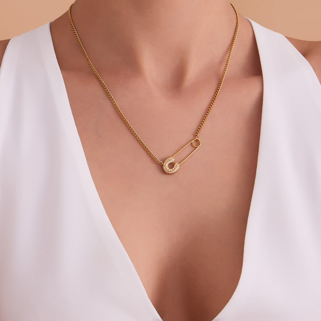 CZ Paperclip Chain Necklace