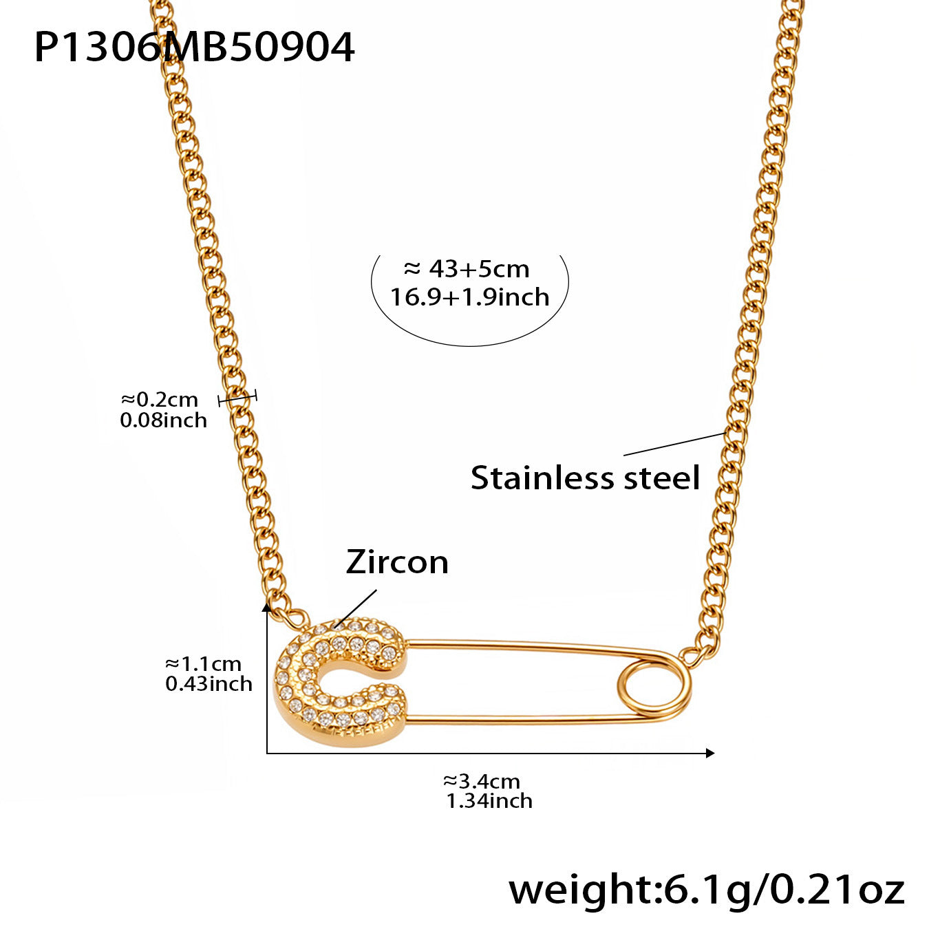 CZ Paperclip Chain Necklace