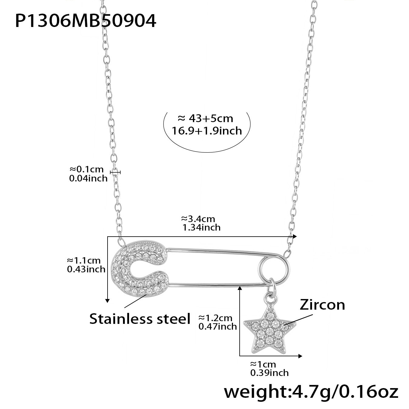 CZ Paperclip Chain Necklace