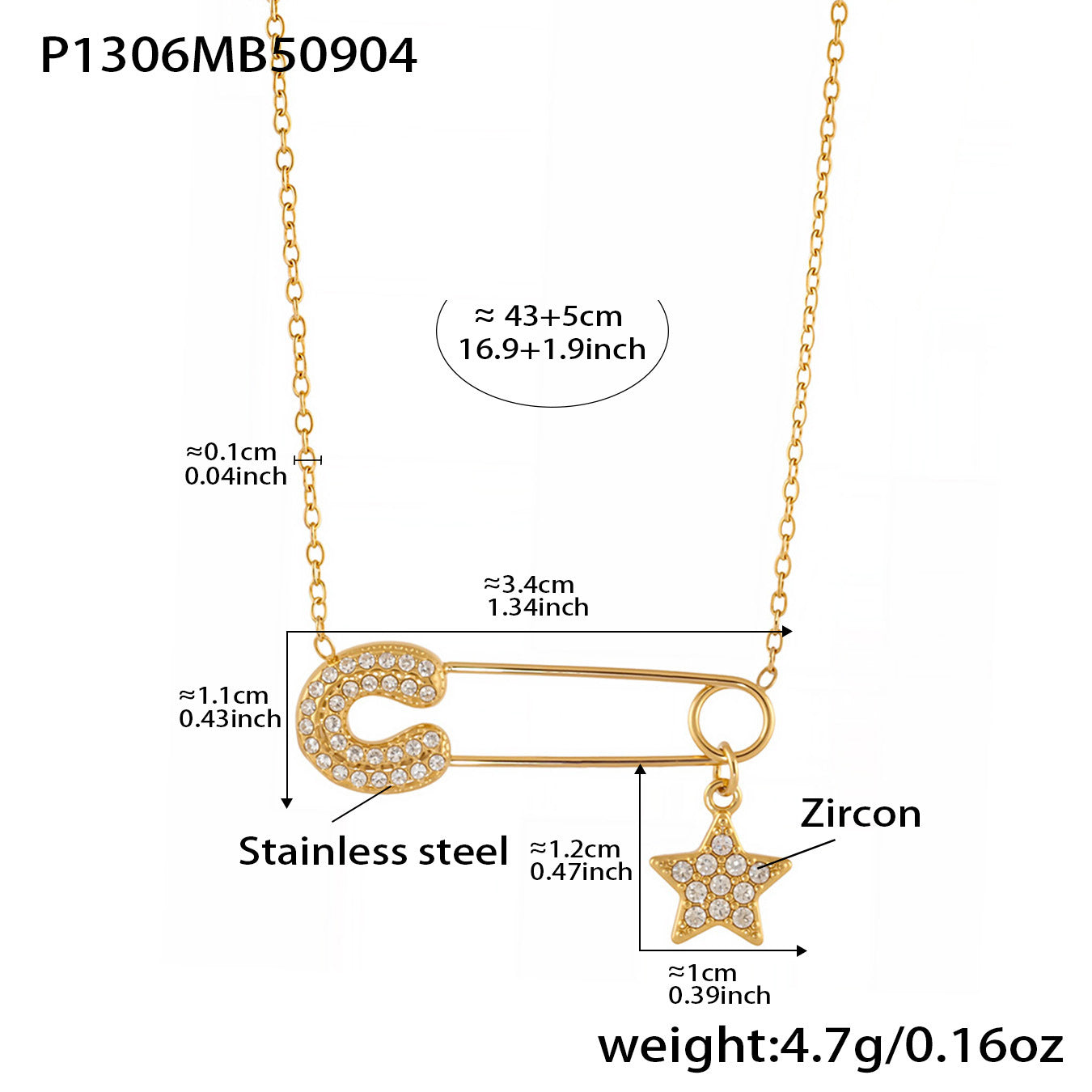 CZ Paperclip Chain Necklace