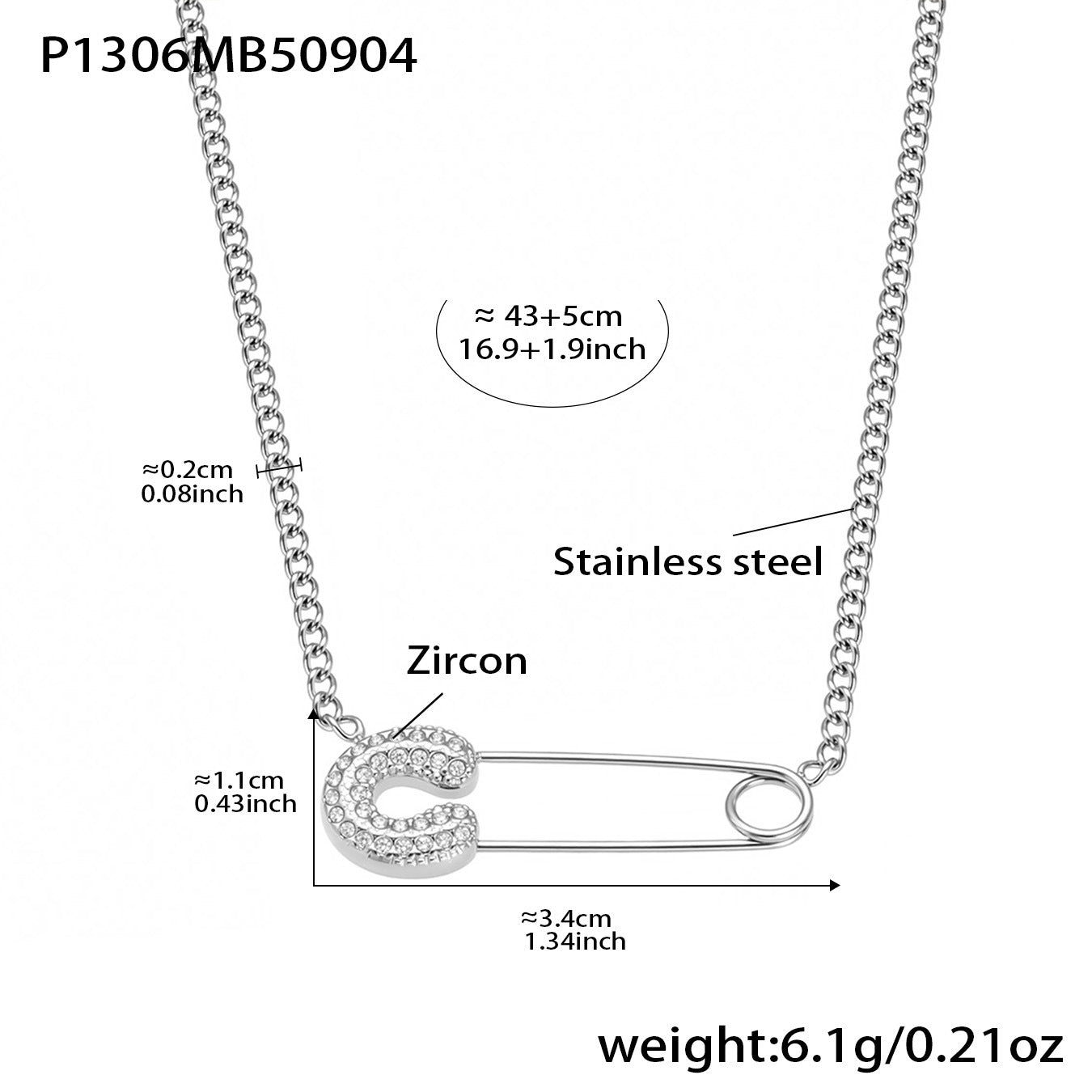 CZ Paperclip Chain Necklace