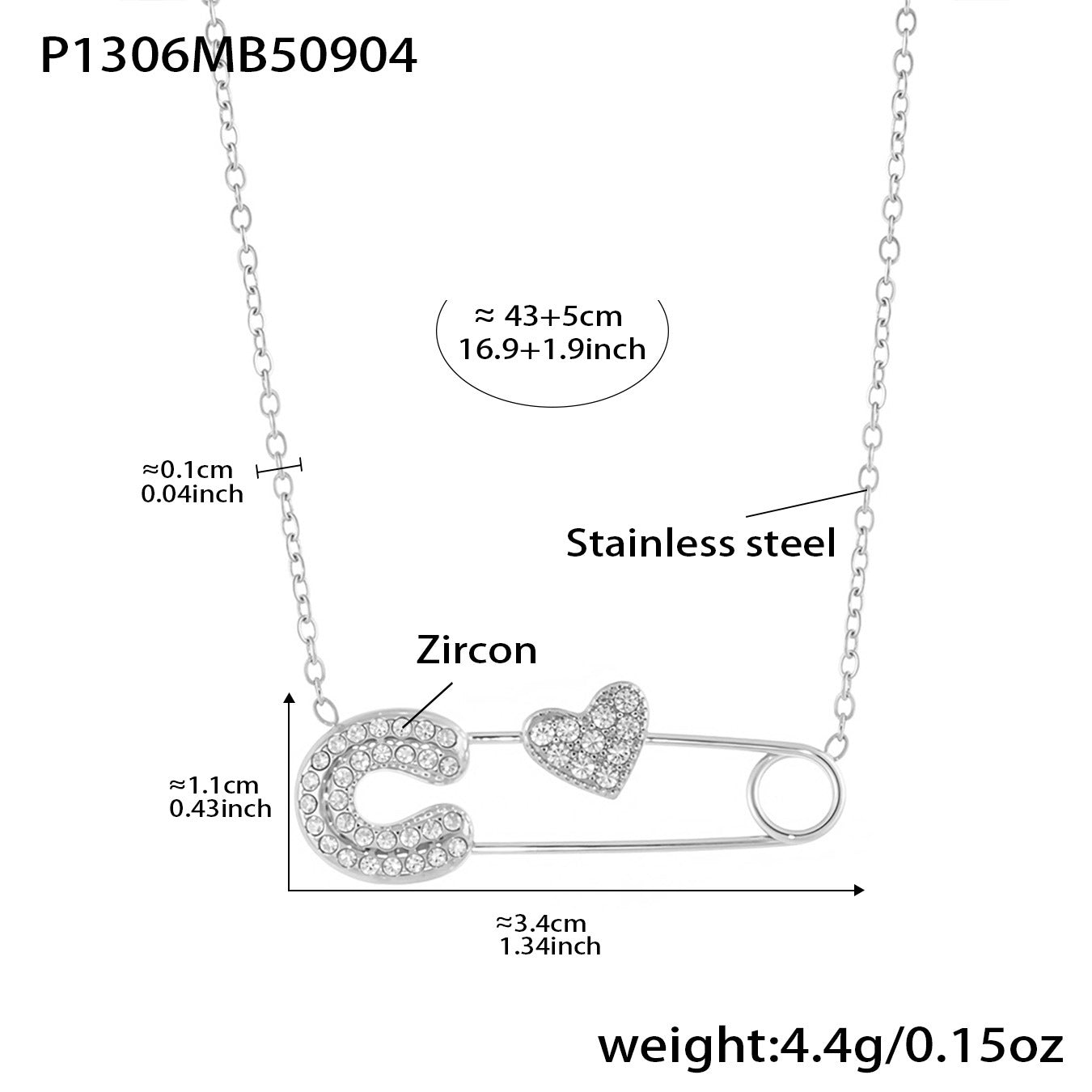 CZ Paperclip Chain Necklace