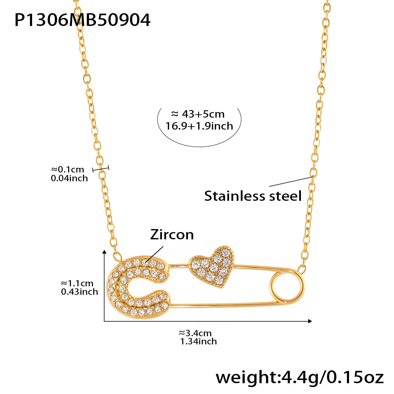 CZ Paperclip Chain Necklace