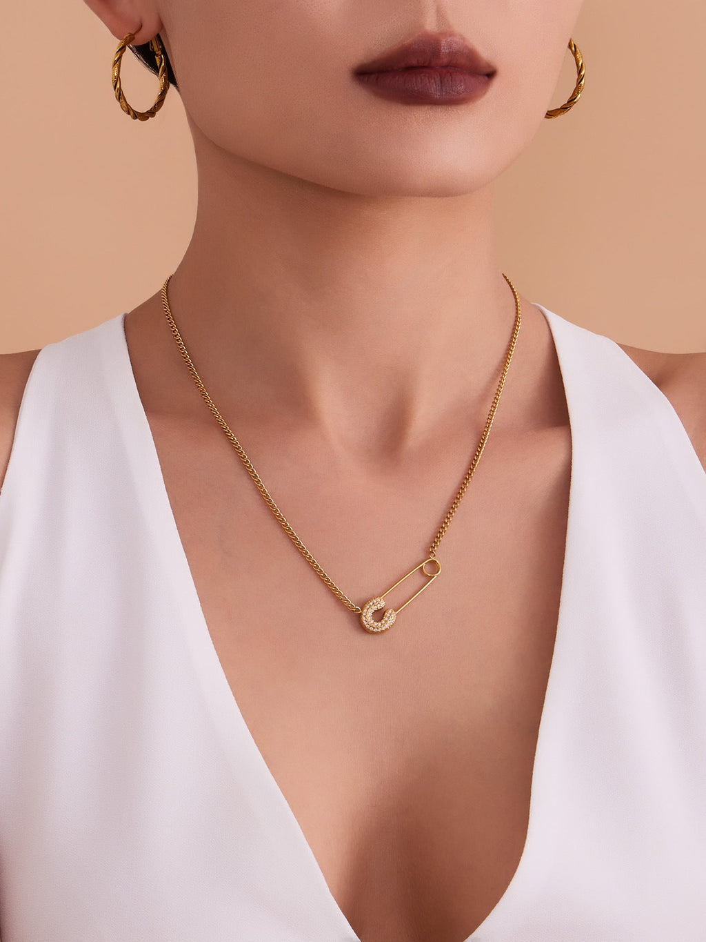 CZ Paperclip Chain Necklace
