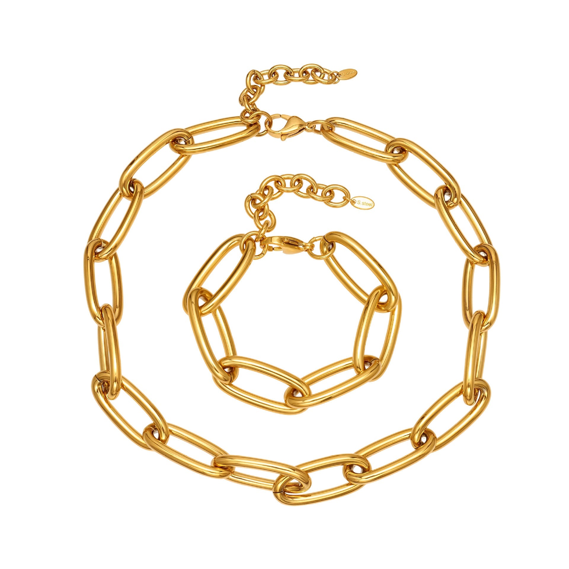 Bold Cuban Chain Necklace & Bracelet