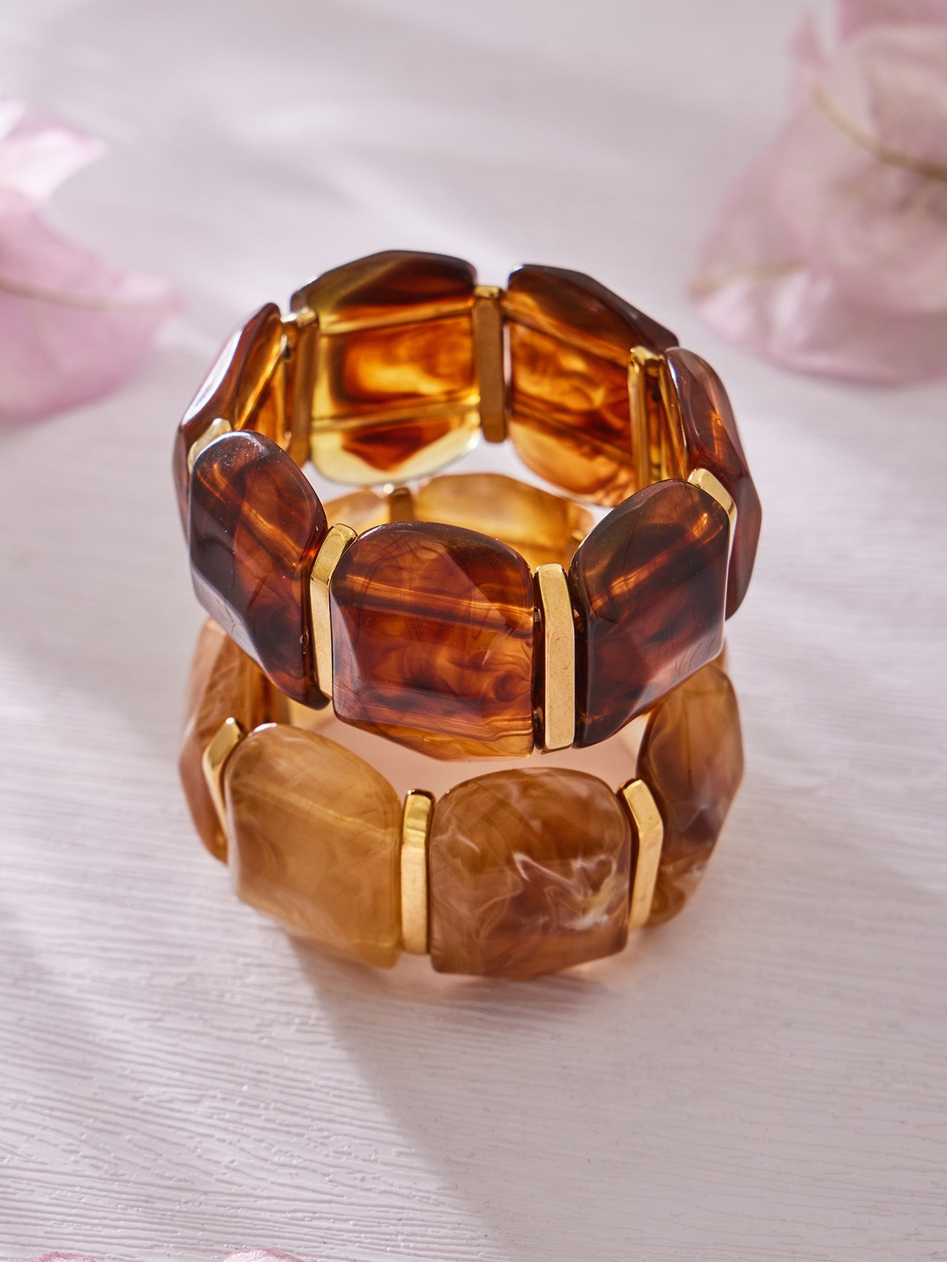 316L Stainless Steel Irregular Textured Wide Resin Stretch Bracelet