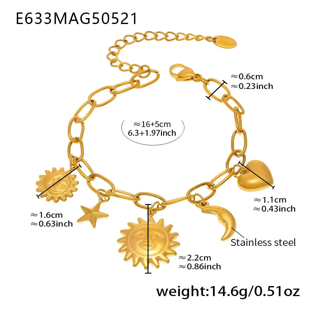 Celestial Sun & Moon Anklet and Bracelet Set