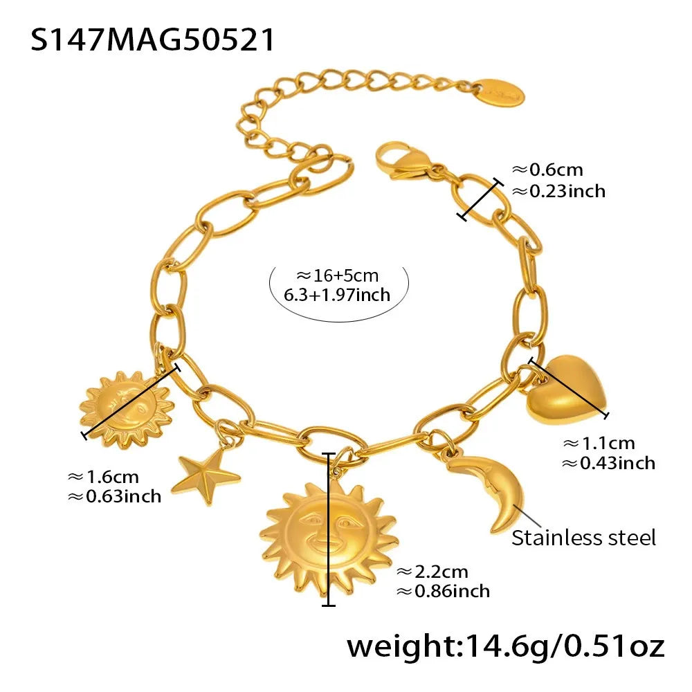 Celestial Sun & Moon Anklet and Bracelet Set