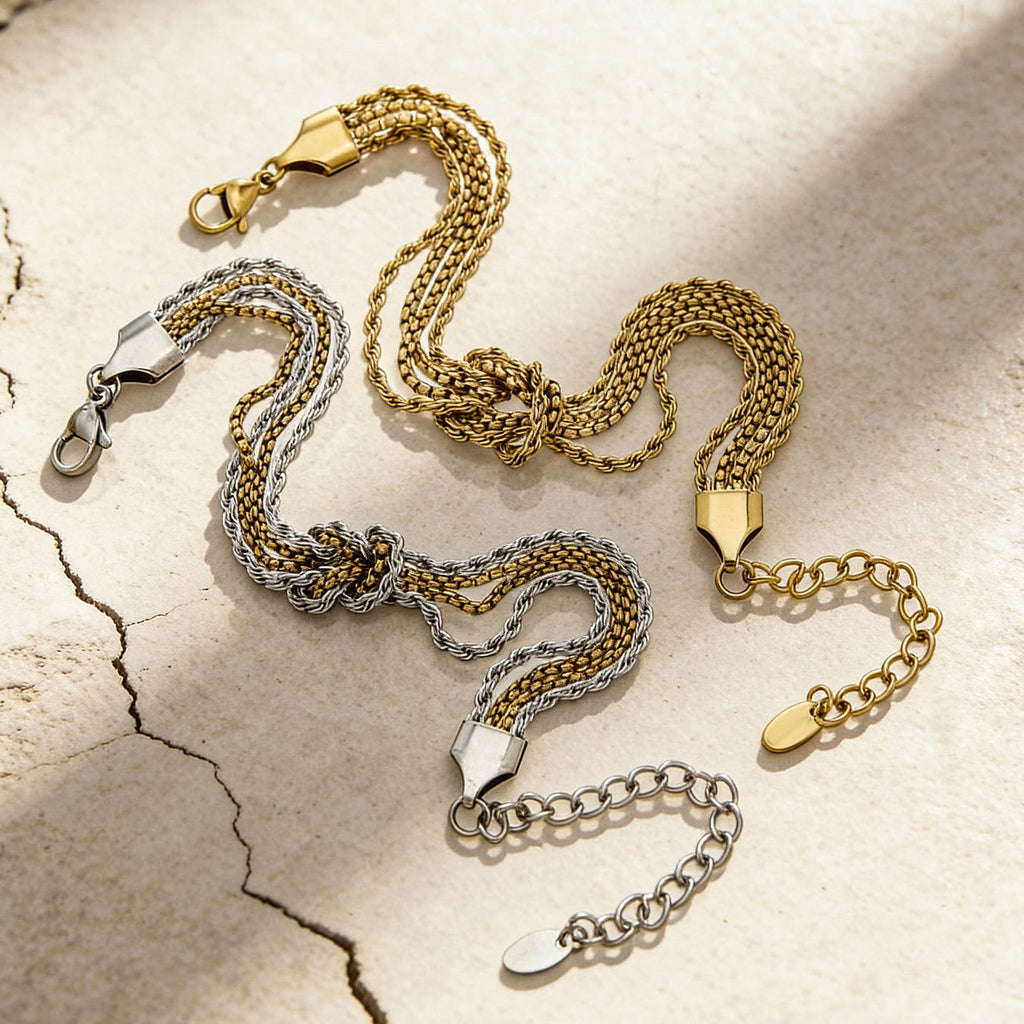 316L Stainless Steel Knotted Chain Bracelet | 18K PVD Gold Wholesale