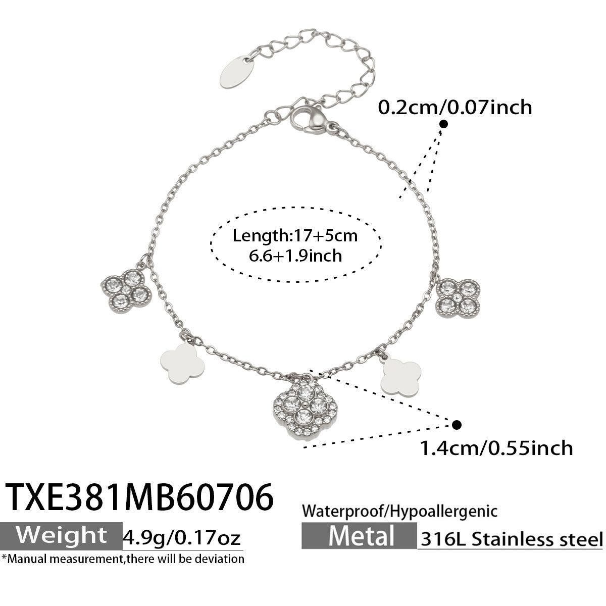 Clover Zircon Necklace & Bracelet Set