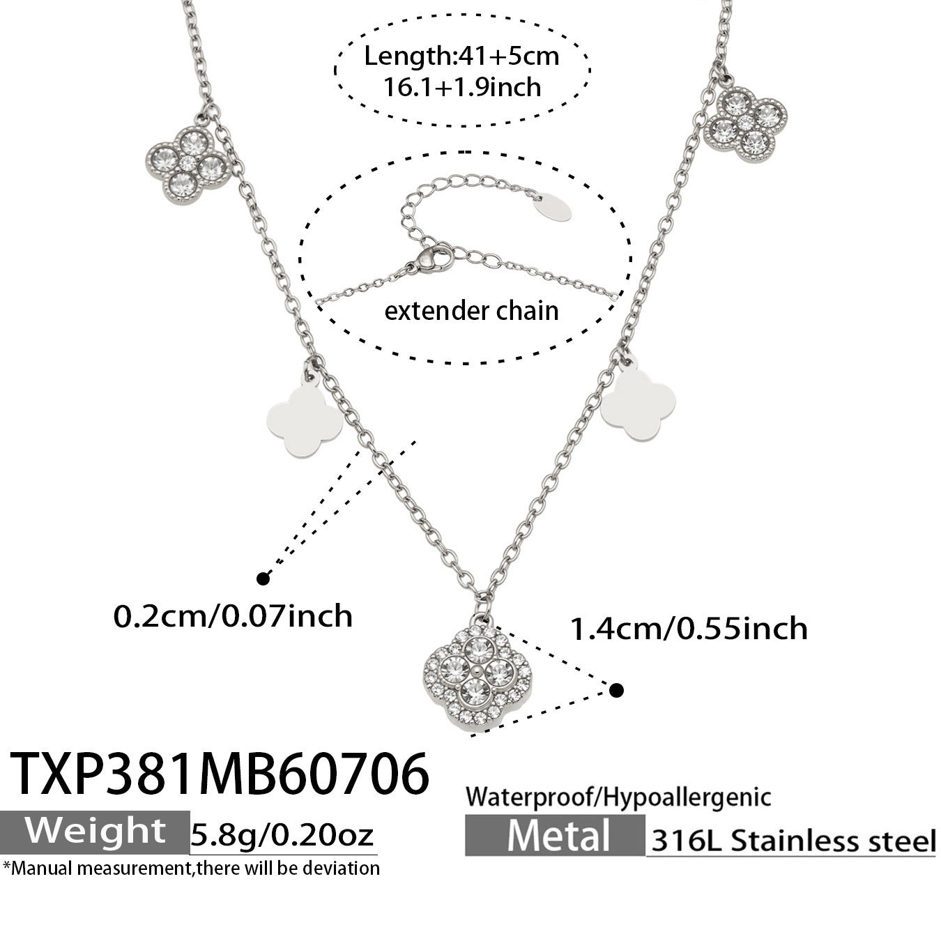Clover Zircon Necklace & Bracelet Set
