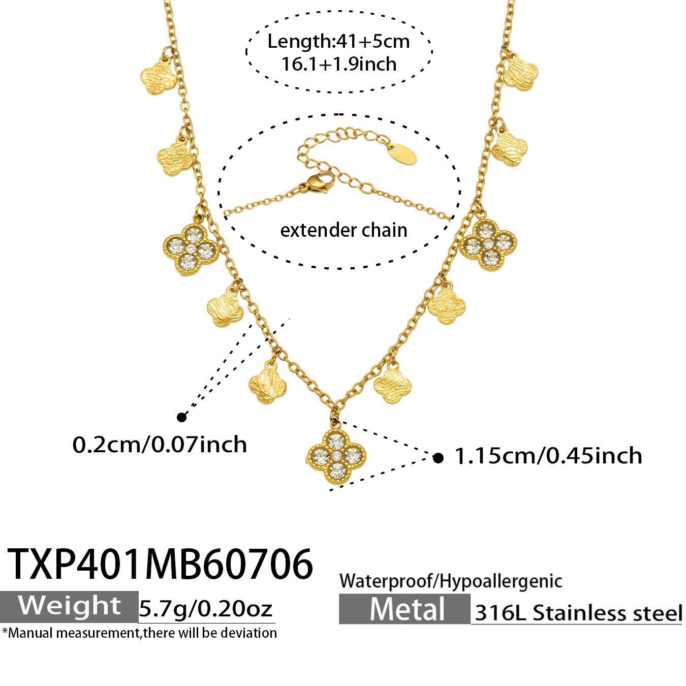 Clover Zircon Necklace & Bracelet Set