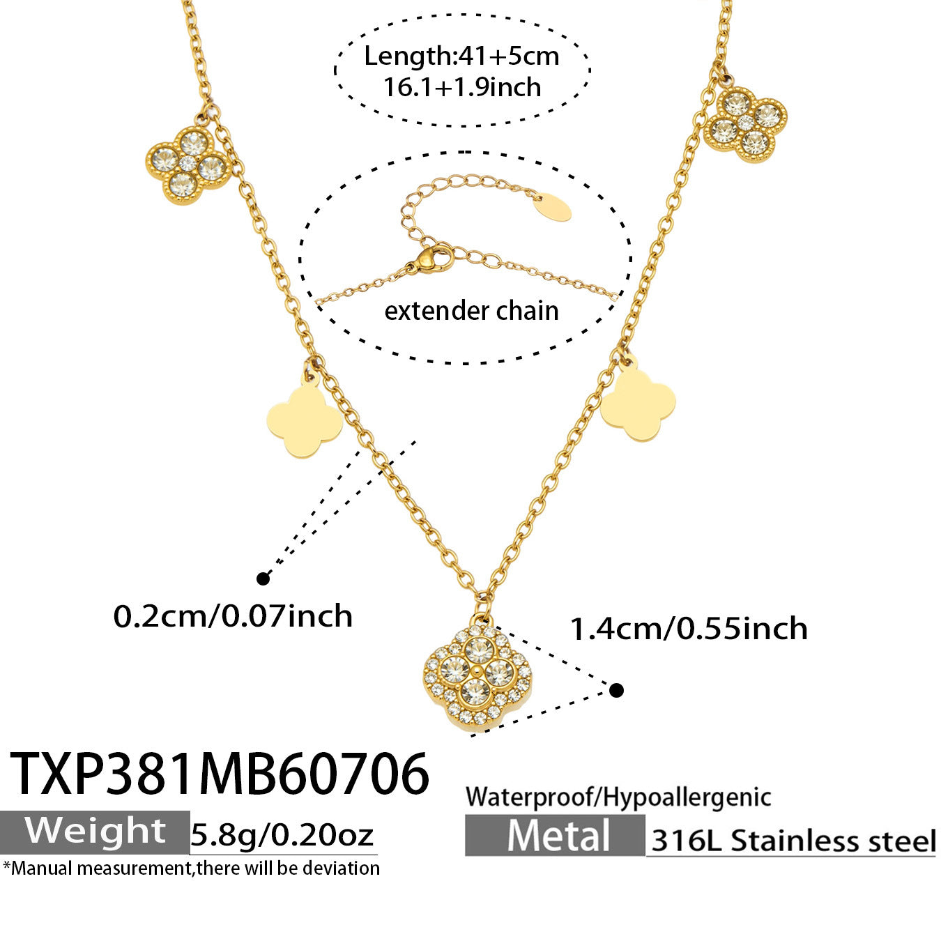 Clover Zircon Necklace & Bracelet Set