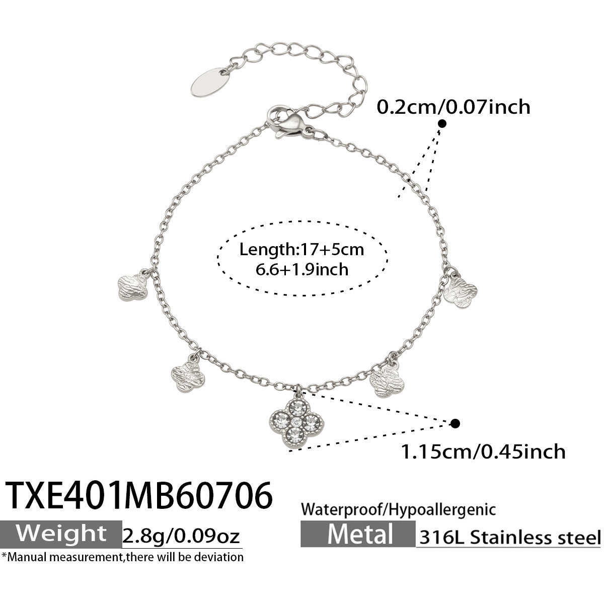 Clover Zircon Necklace & Bracelet Set