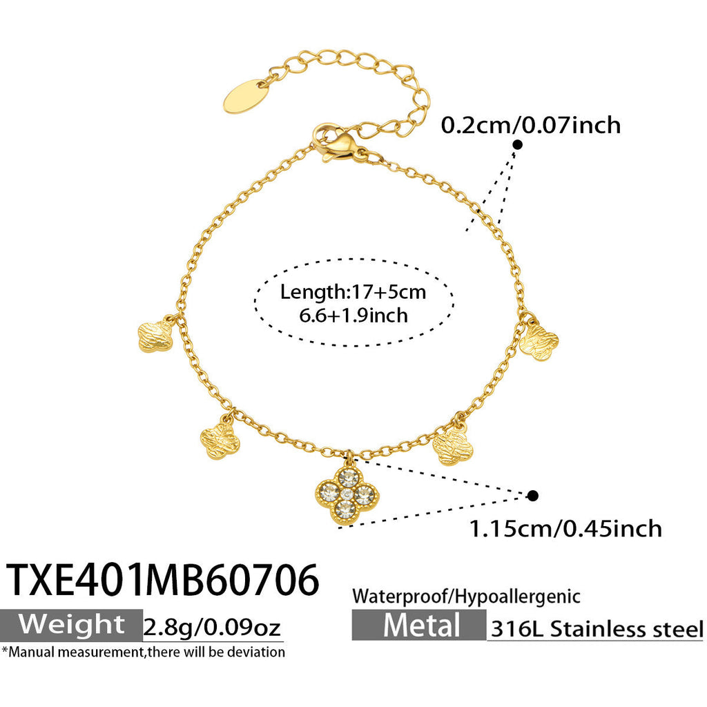 Clover Zircon Necklace & Bracelet Set
