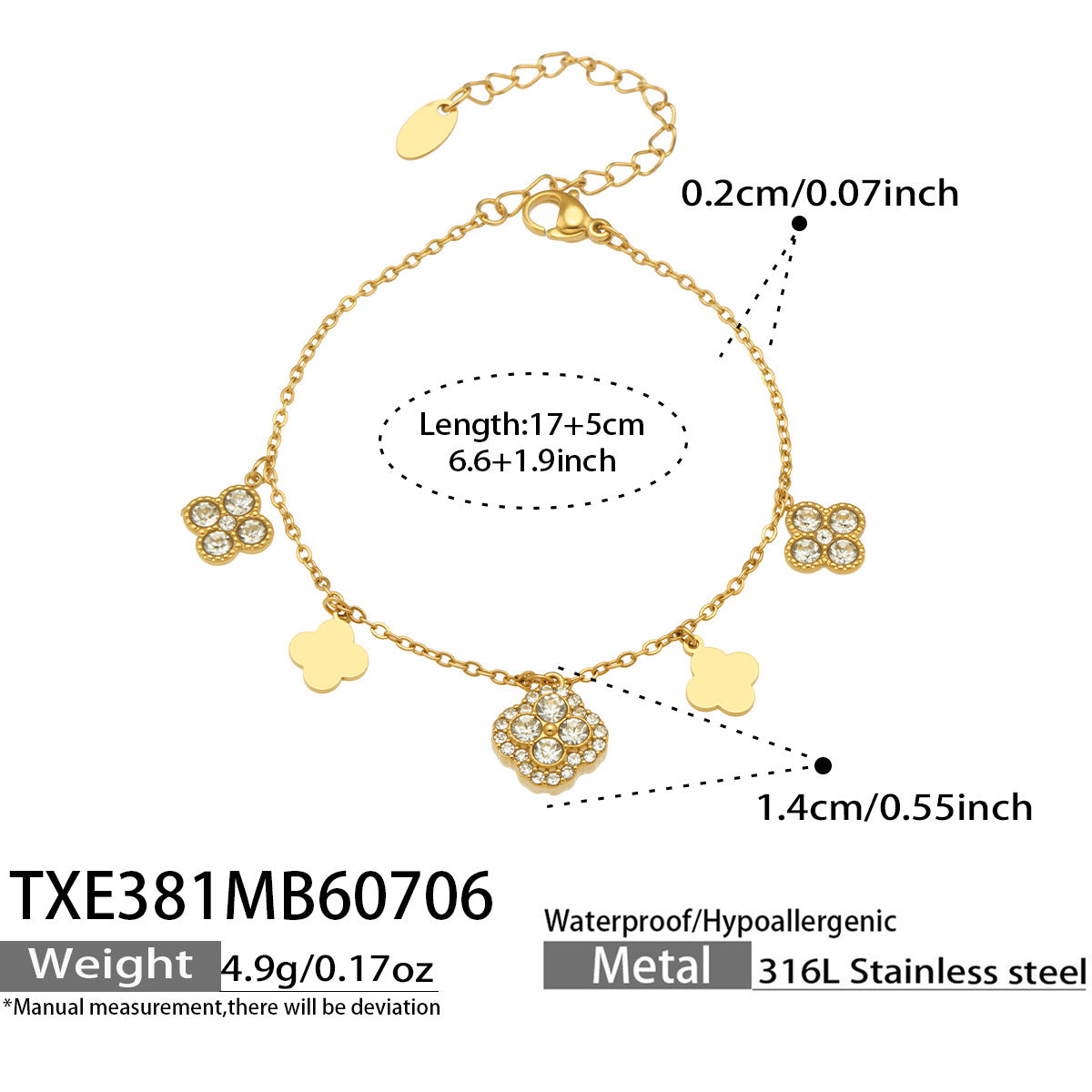 Clover Zircon Necklace & Bracelet Set