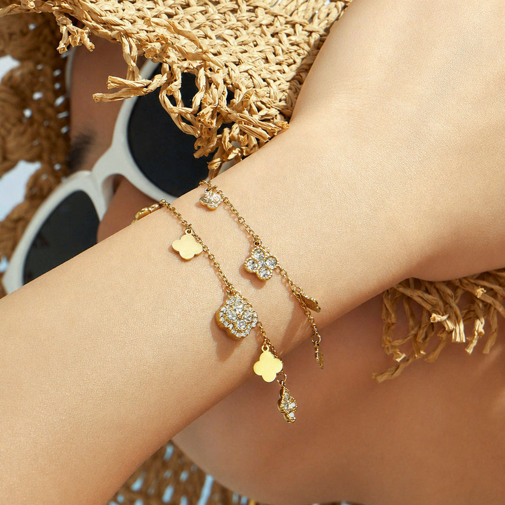 Clover Zircon Necklace & Bracelet Set