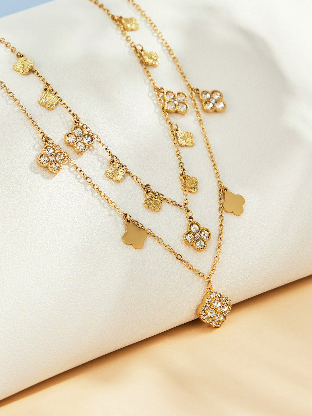 Clover Zircon Necklace & Bracelet Set