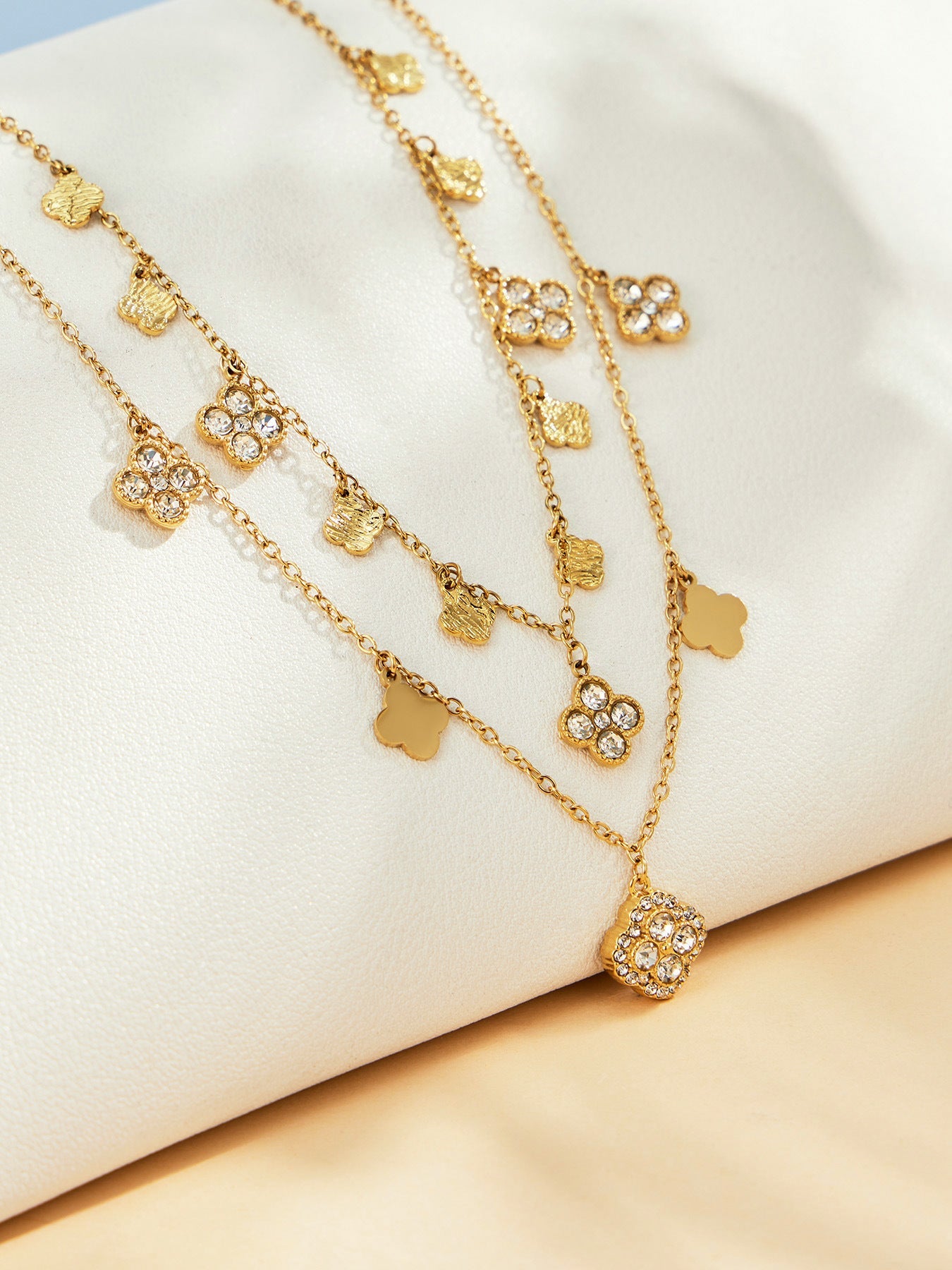 Clover Zircon Necklace & Bracelet Set