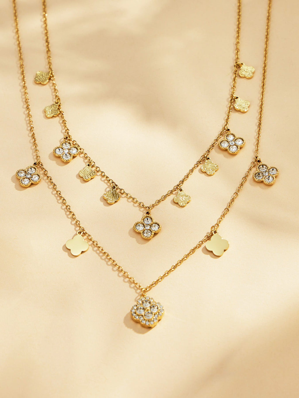 Clover Zircon Necklace & Bracelet Set