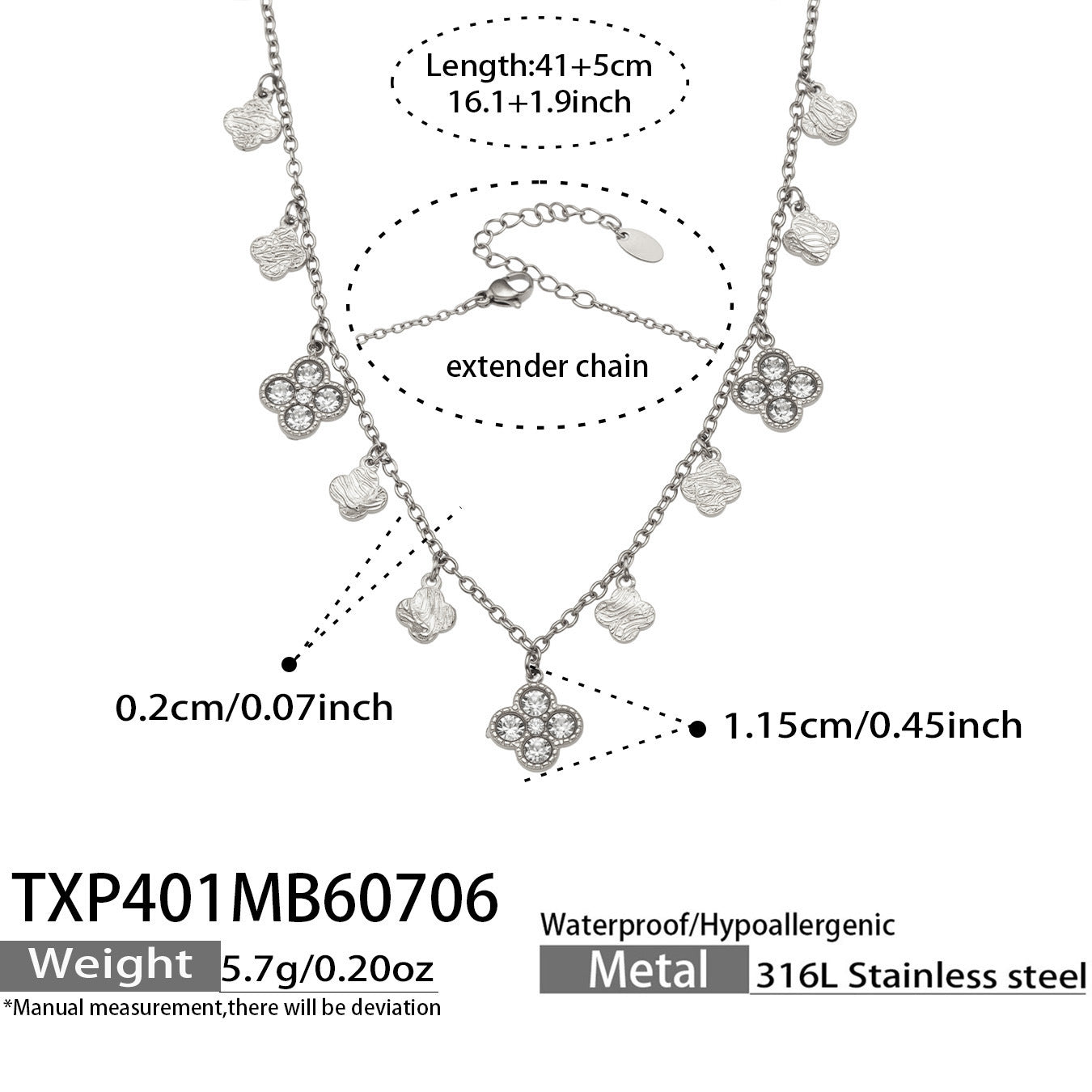 Clover Zircon Necklace & Bracelet Set