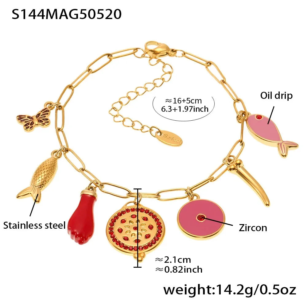 Colorful Enamel Charm Bracelet & Anklet