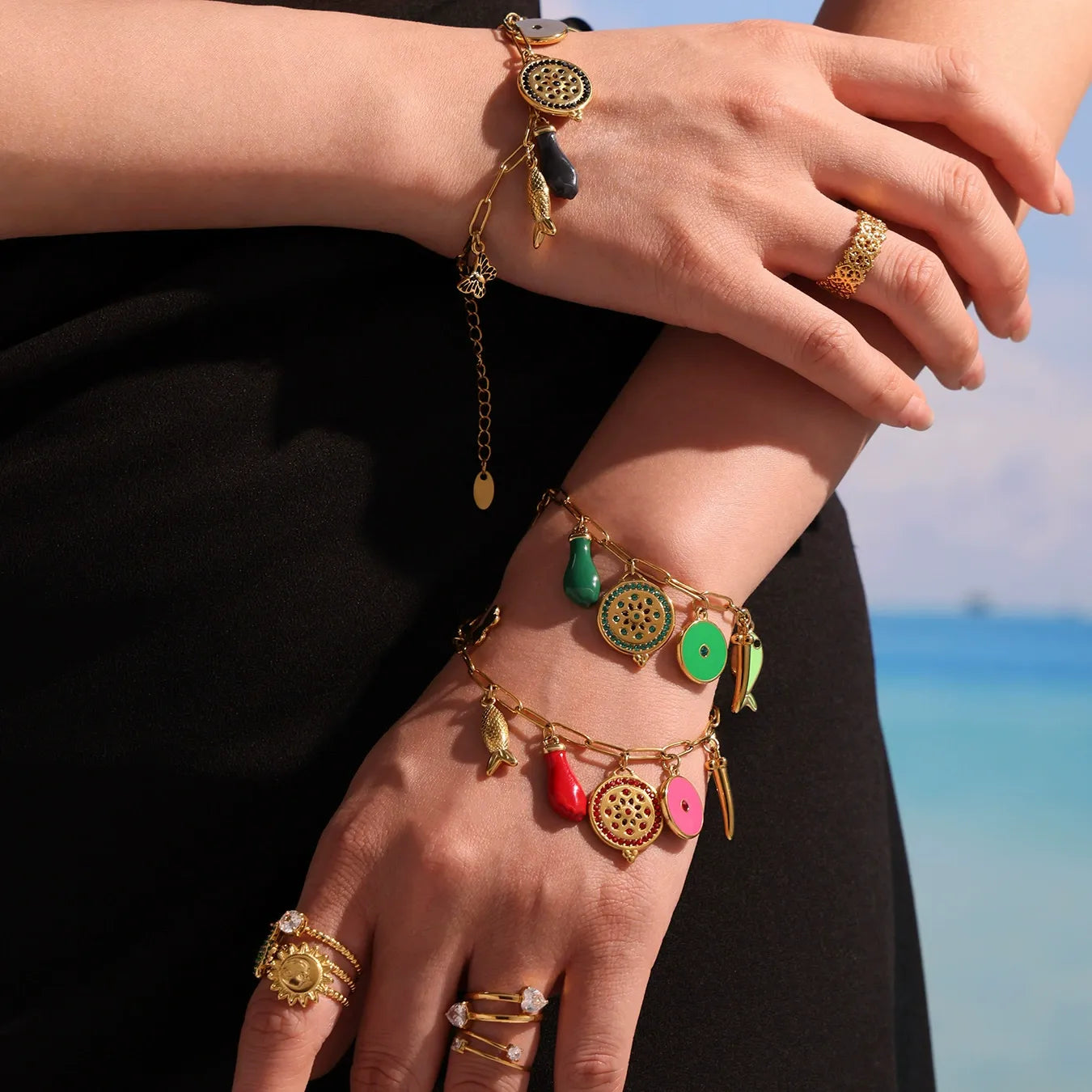 Colorful Enamel Charm Bracelet & Anklet