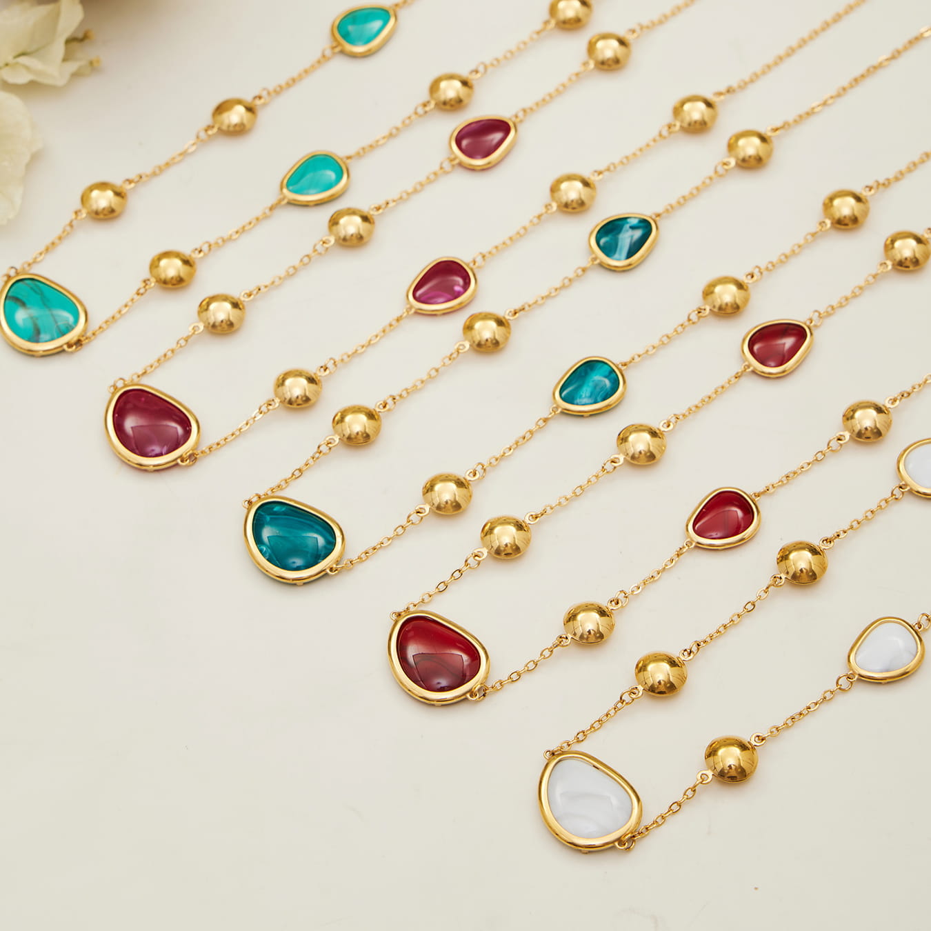 Colorful Glass Stone Jewelry Set