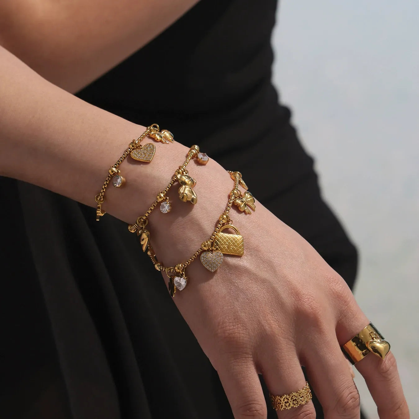 Customizable Zirconia Charm Bracelet & Anklet Set