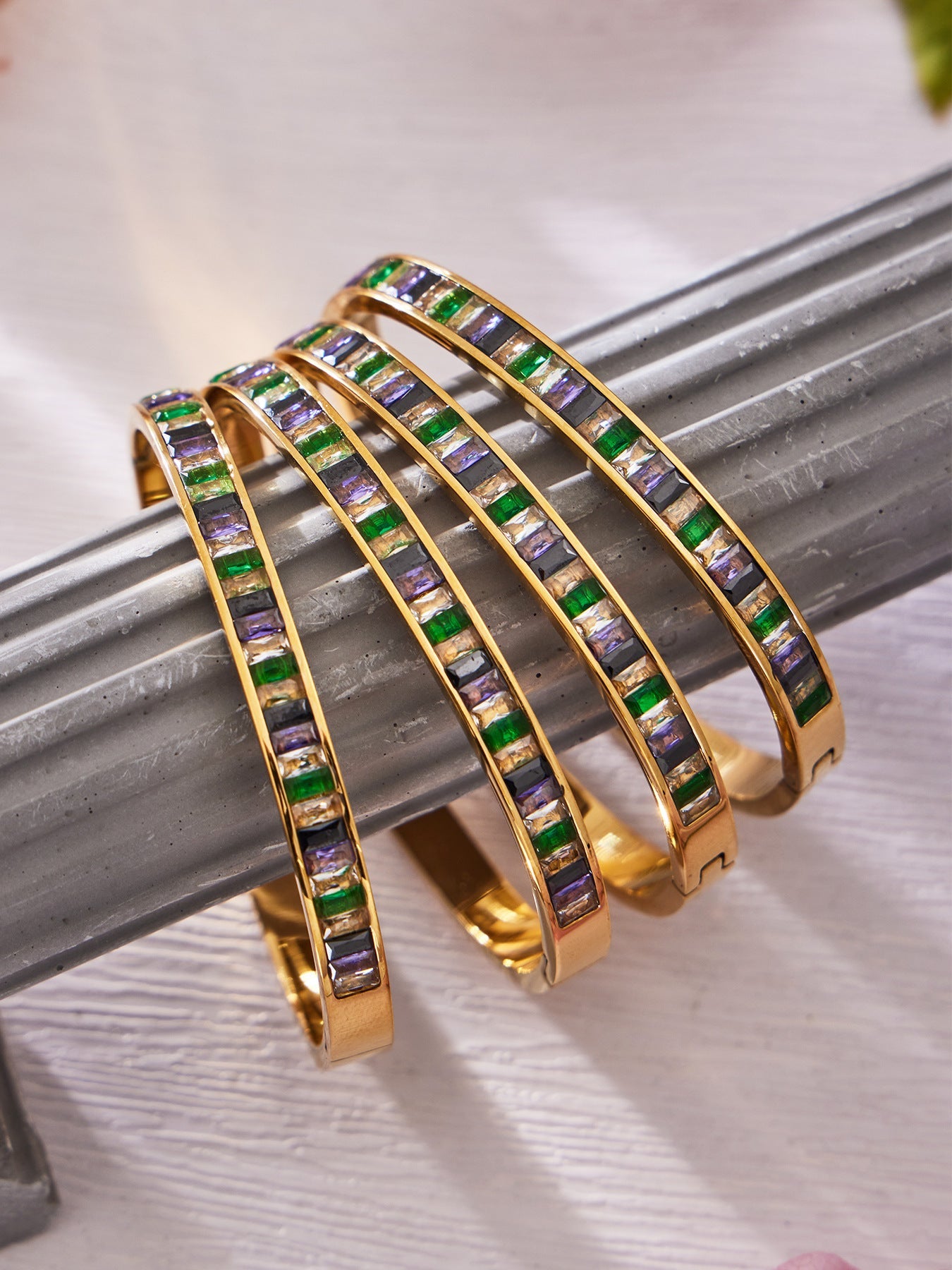 316L Stainless Steel Dazzling 5A Square Zircon Paved Bracelet
