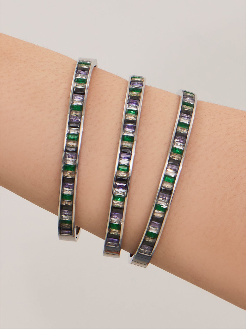 316L Stainless Steel Dazzling 5A Square Zircon Paved Bracelet