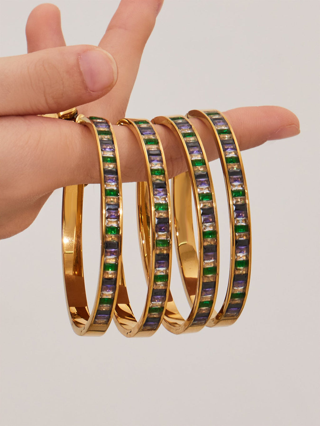 316L Stainless Steel Dazzling 5A Square Zircon Paved Bracelet