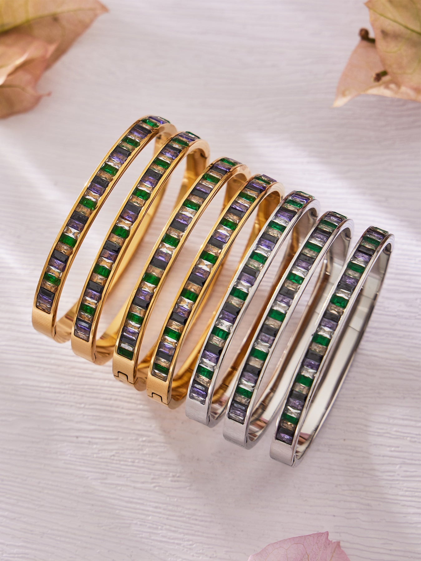 316L Stainless Steel Dazzling 5A Square Zircon Paved Bracelet