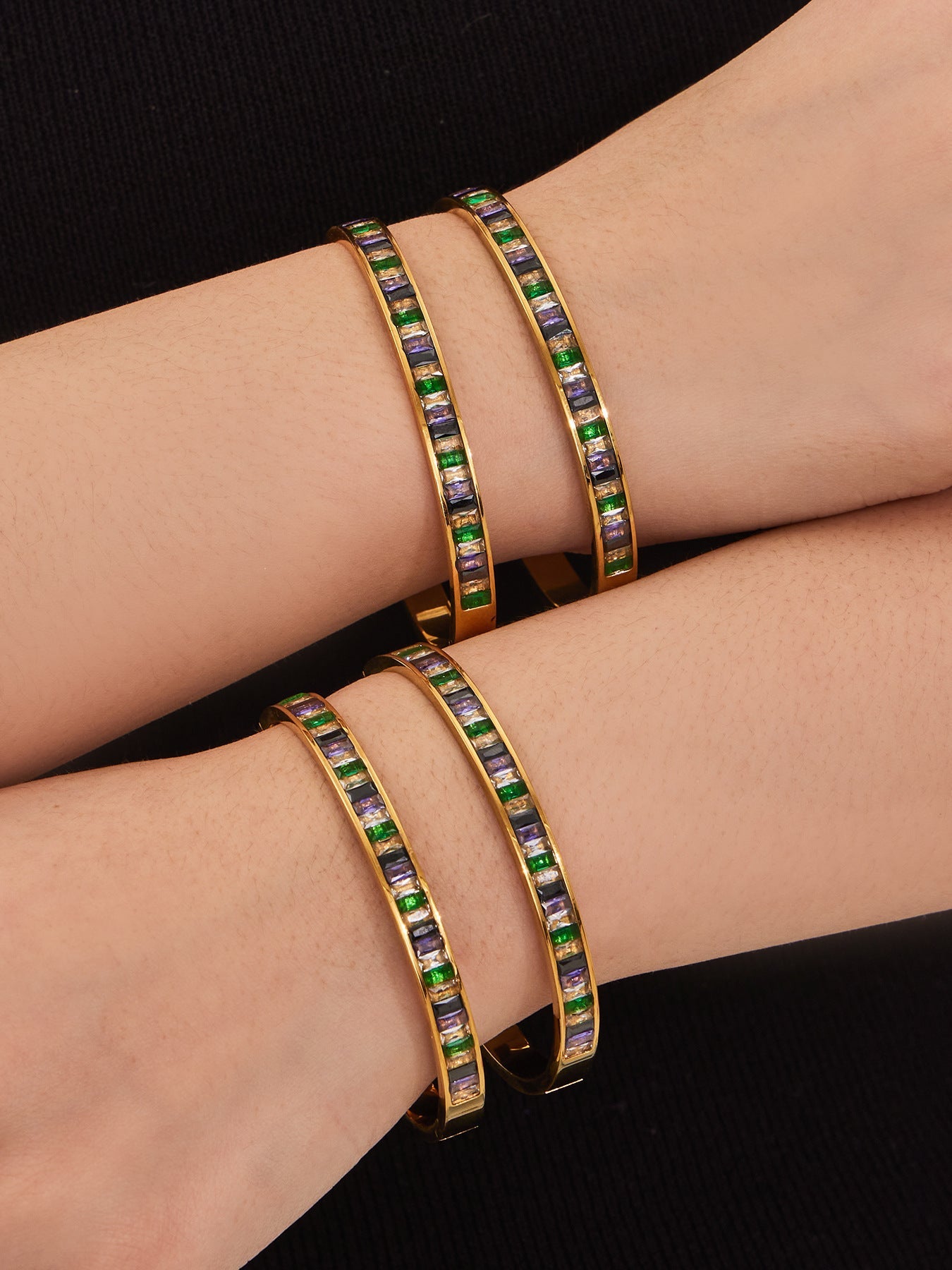 316L Stainless Steel Dazzling 5A Square Zircon Paved Bracelet