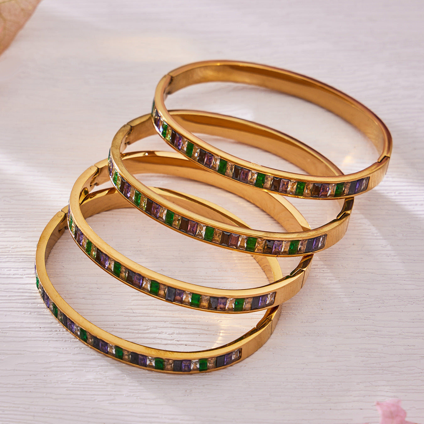 316L Stainless Steel Dazzling 5A Square Zircon Paved Bracelet