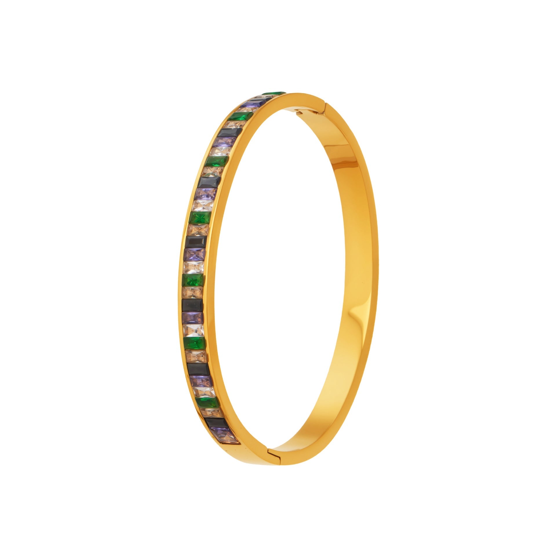 316L Stainless Steel Dazzling 5A Square Zircon Paved Bracelet