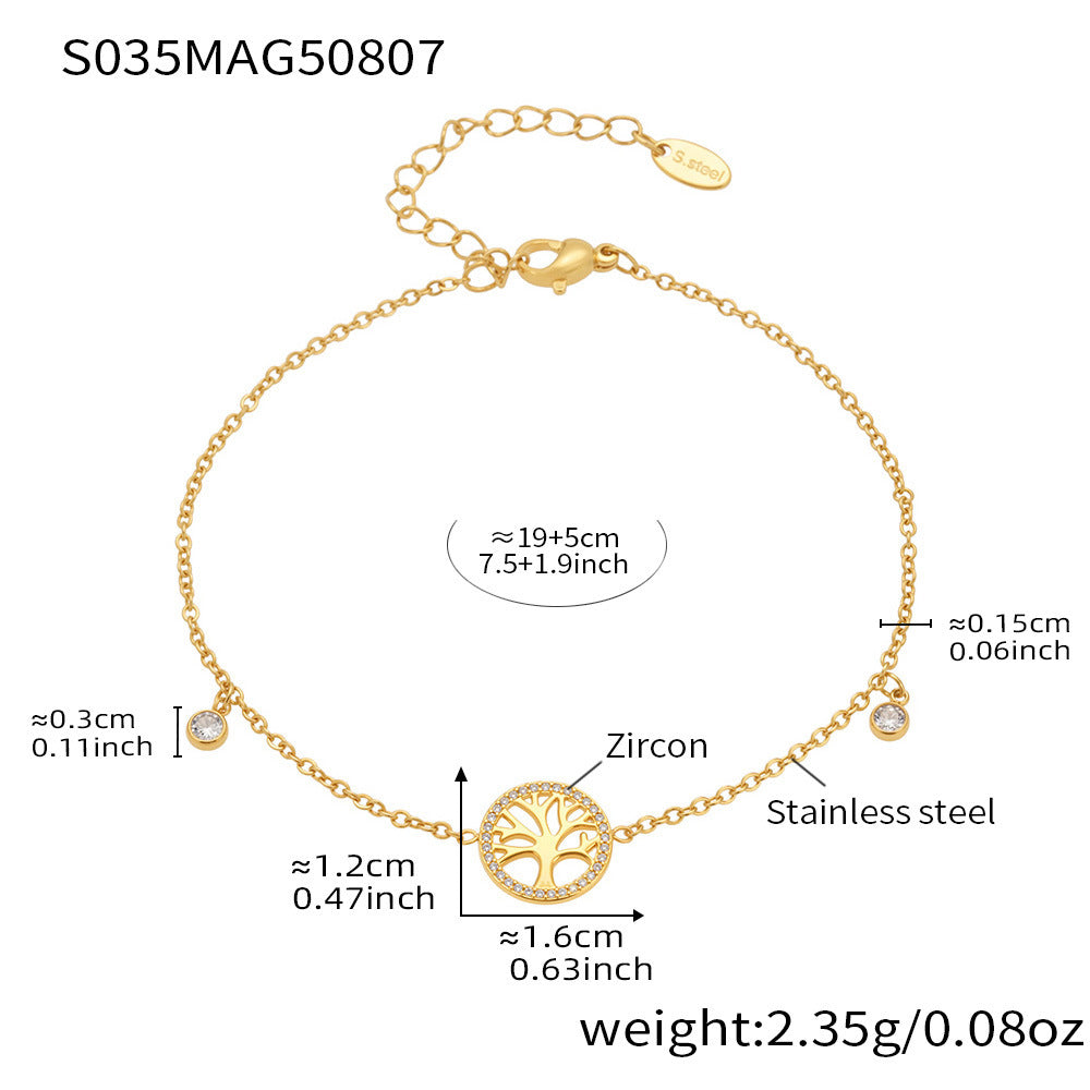 Dazzling Zircon Butterfly Tassel Anklet
