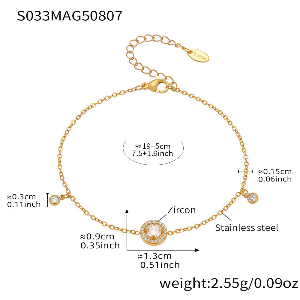 Pavé Zircon Hollow Flower Tassel Anklet