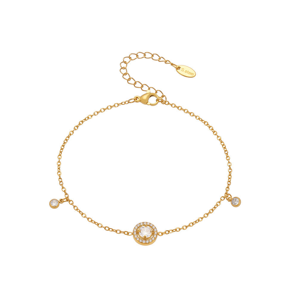 Pavé Zircon Hollow Flower Tassel Anklet