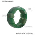 316L Stainless Steel Emerald Green Wide Natural Stone Elastic Bracelet