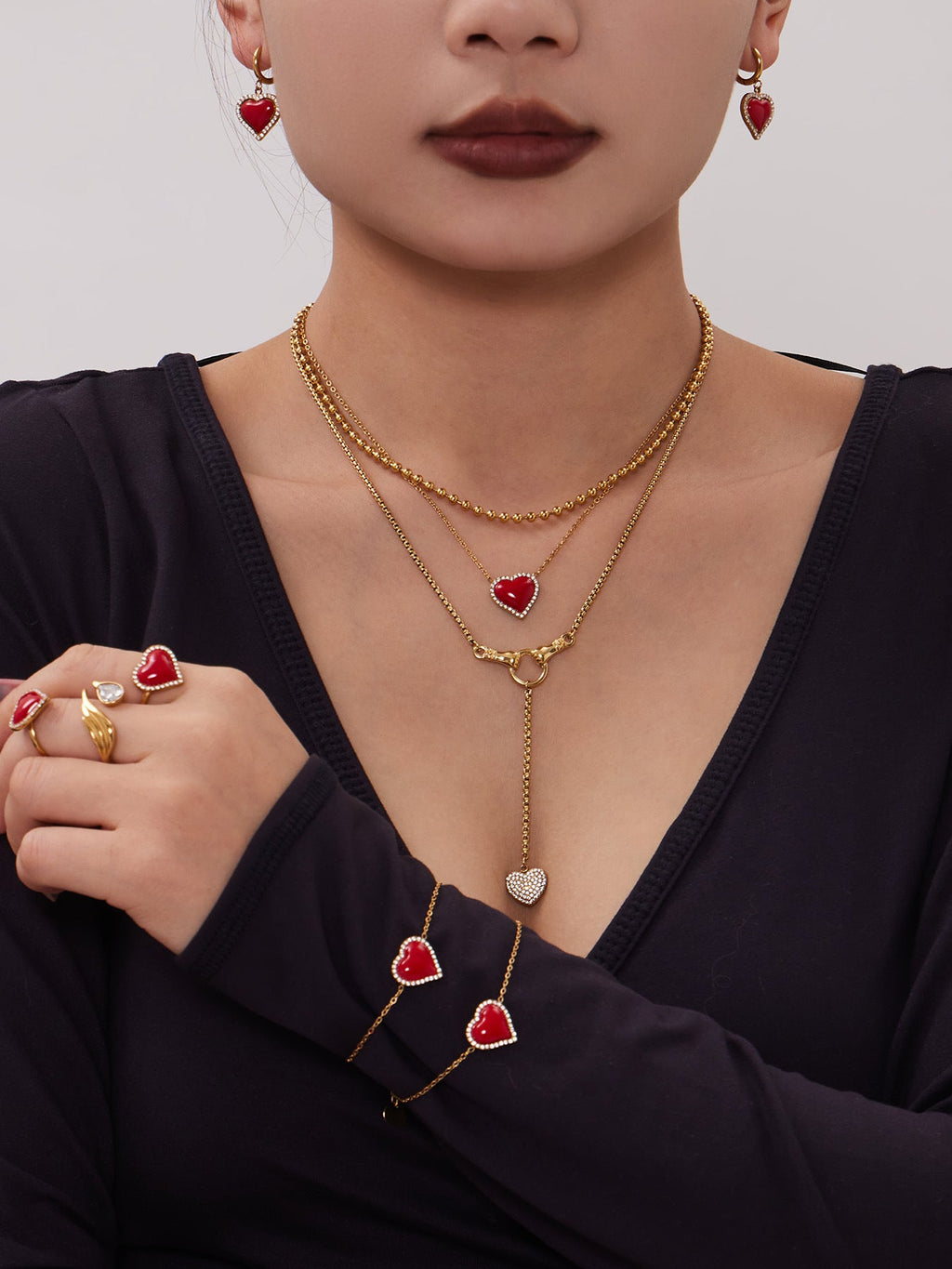 Enamel Red Heart Zircon Collection