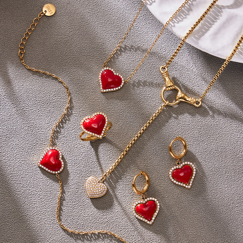 Enamel Red Heart Zircon Collection