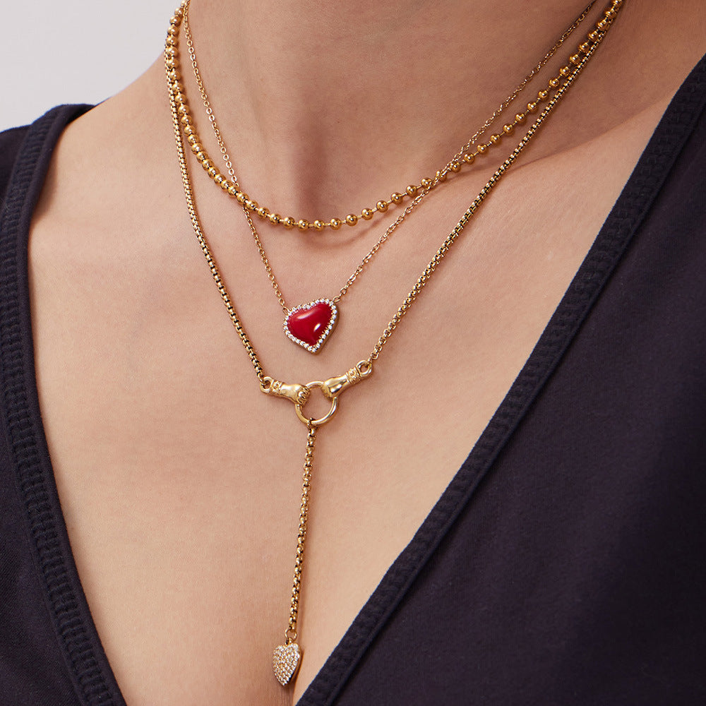 Enamel Red Heart Zircon Collection