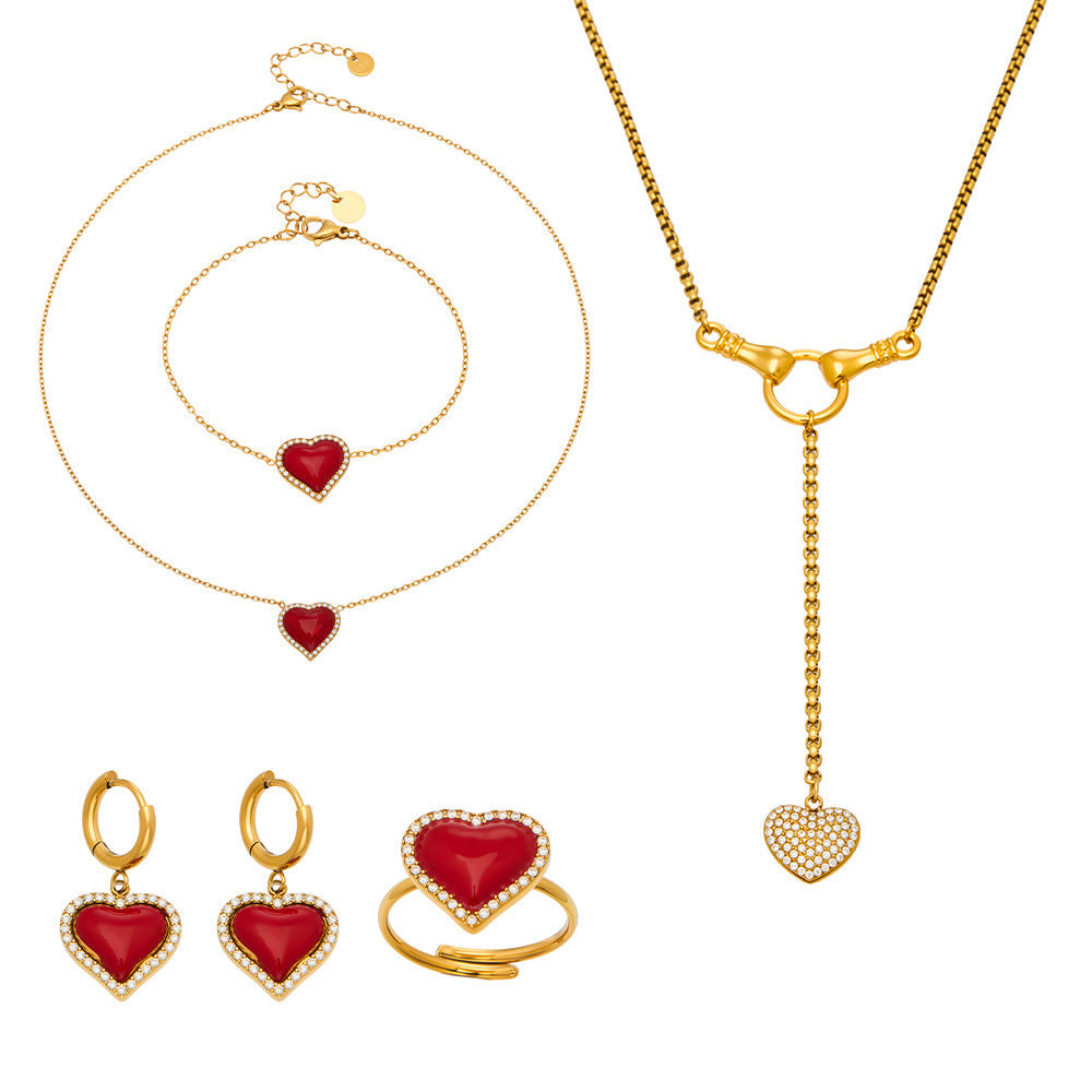 Enamel Red Heart Zircon Collection
