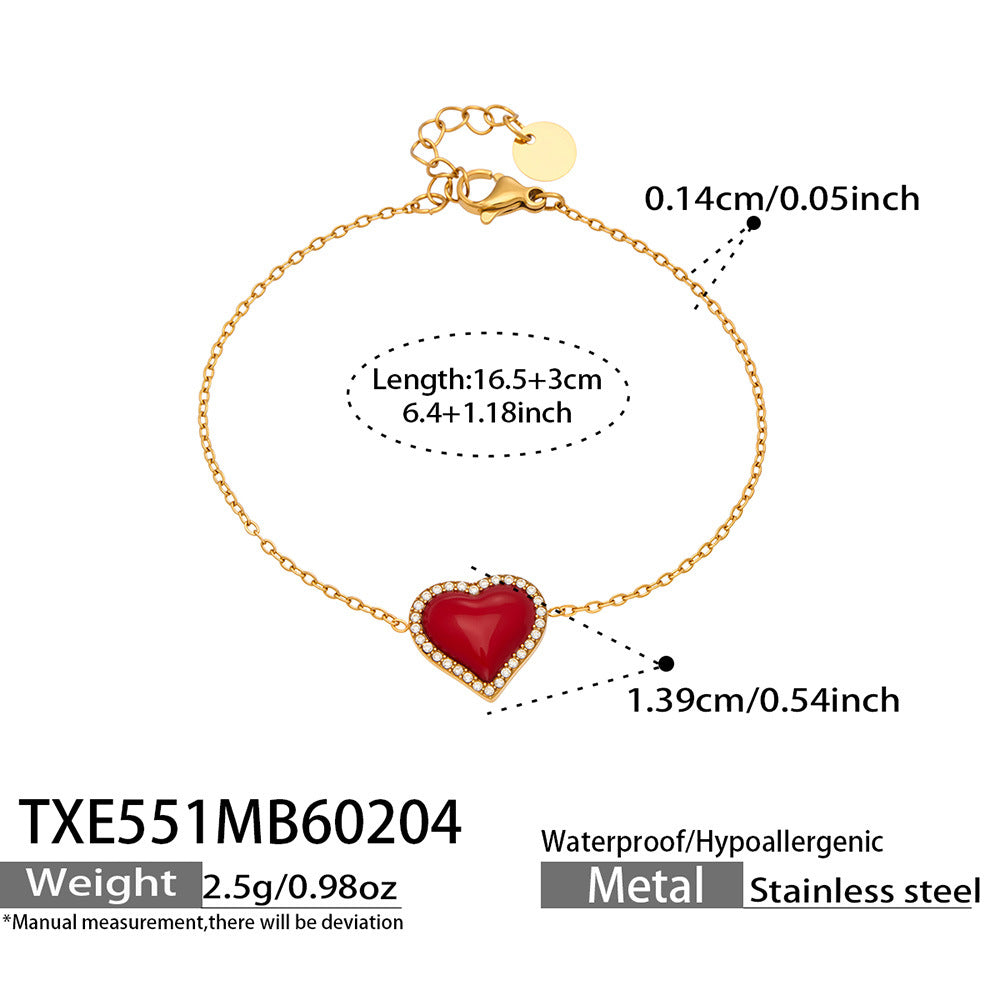 Enamel Red Heart Zircon Collection