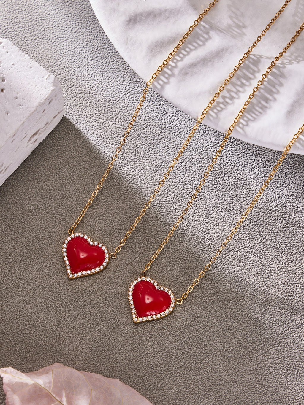 Enamel Red Heart Zircon Collection