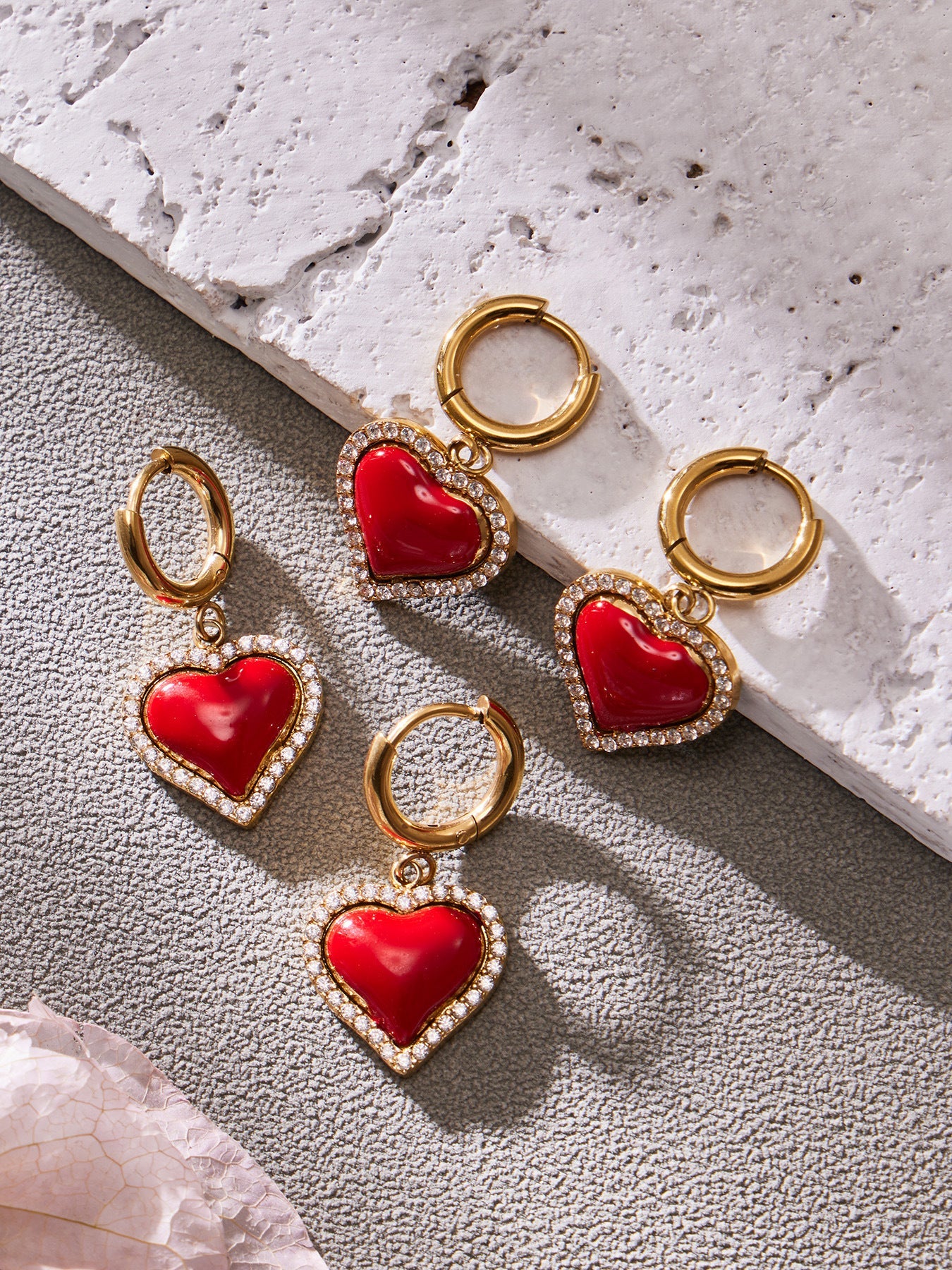 Enamel Red Heart Zircon Collection