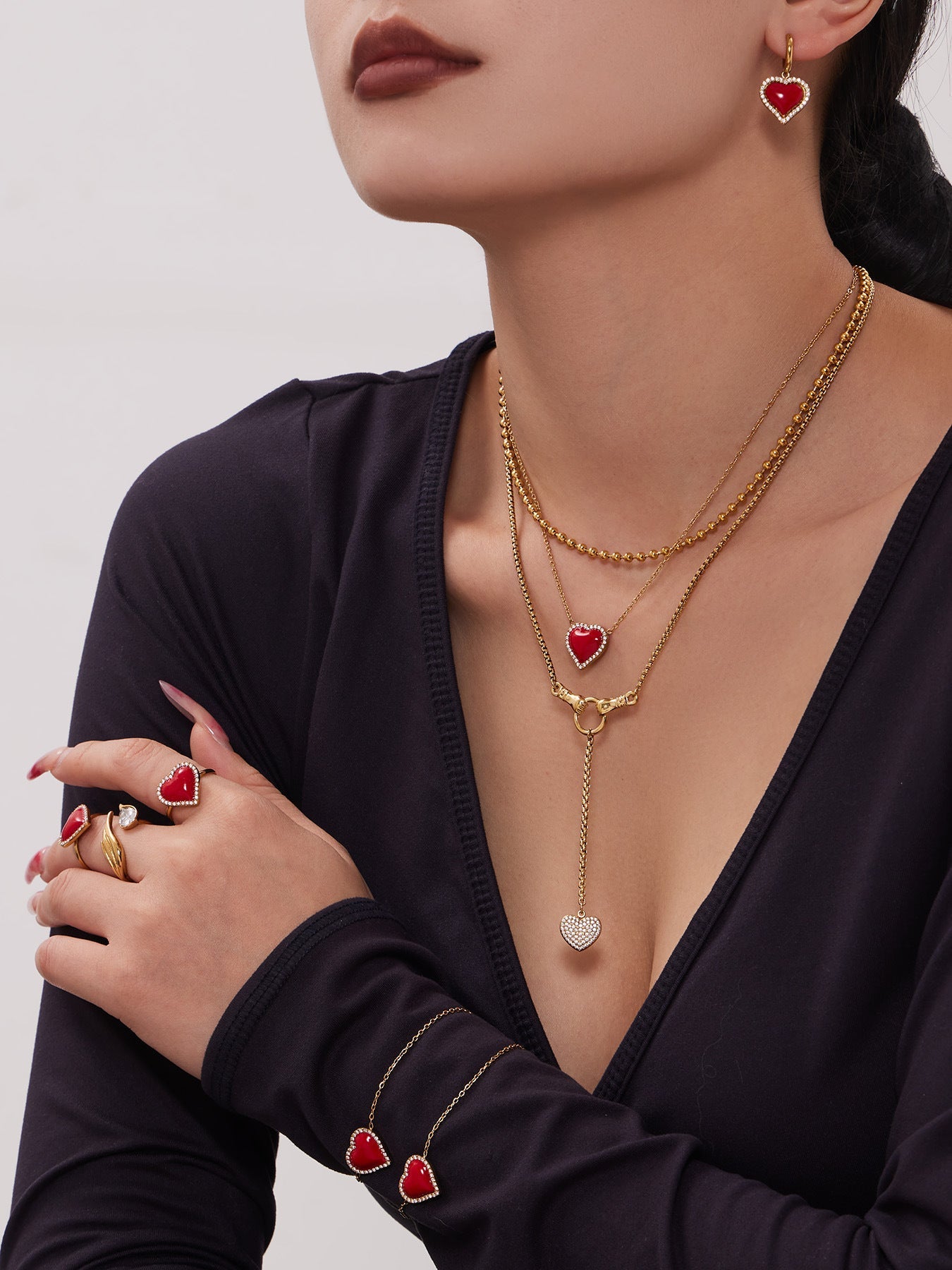 Enamel Red Heart Zircon Collection